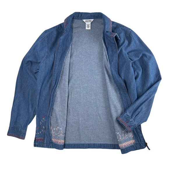 Northern Reflection Chambray Shacket Embroidered Women's Medium - Picture 3 of 12